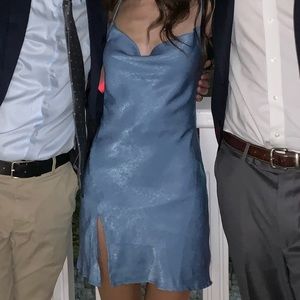 Blue Cowl Neck Dress